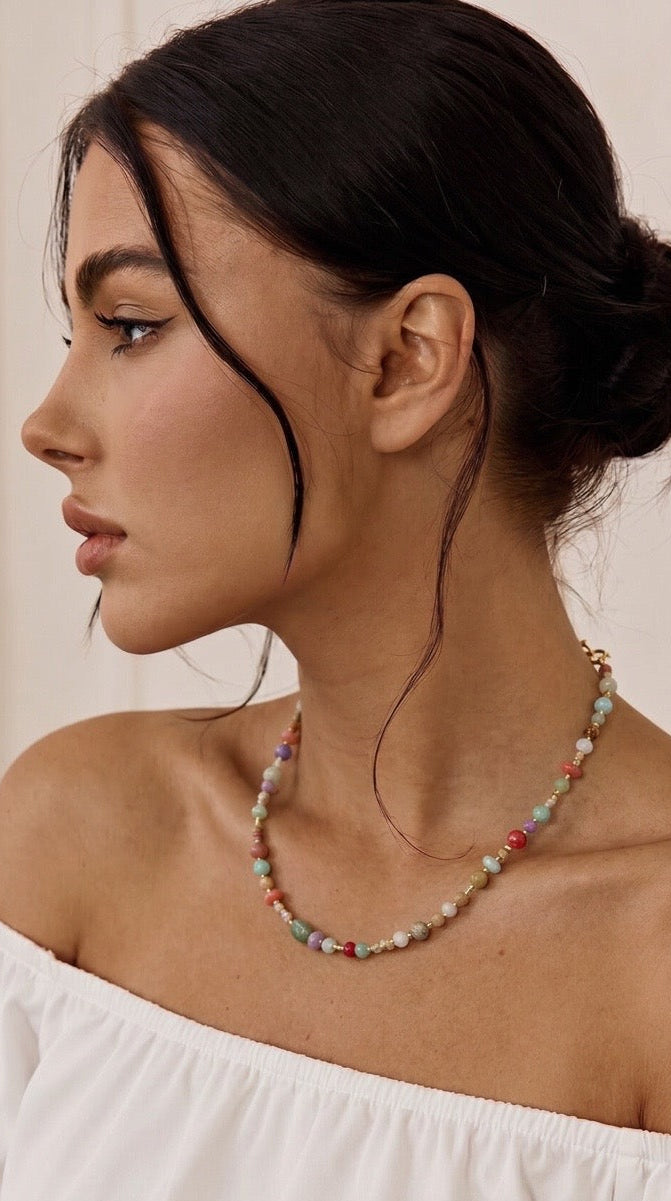 Coral Bloom Beaded Necklace