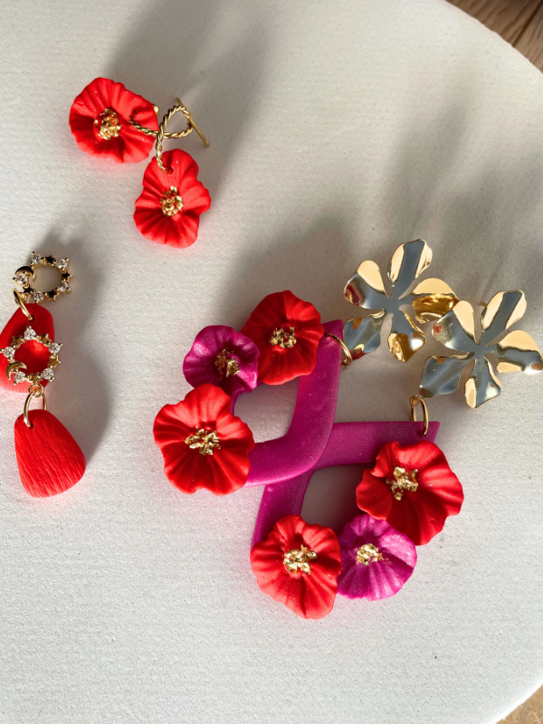 Pops of Red Statement Petal Dangles