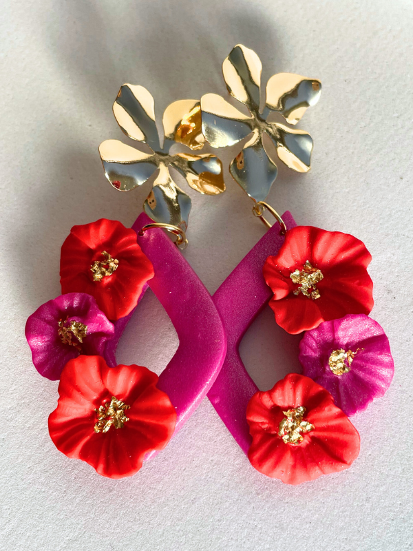 Pops of Red Statement Petal Dangles